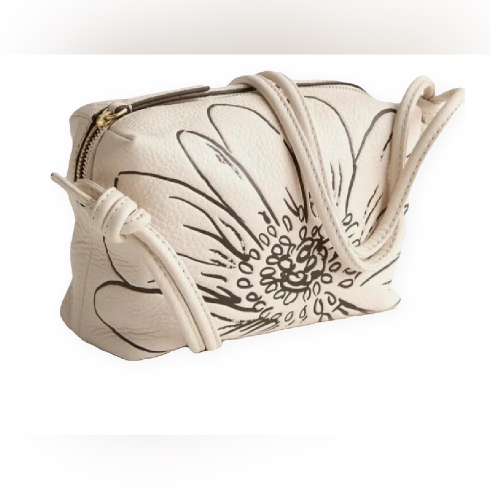 Vera Bradley Cream Crossbody Bag with Black Floral Sketch